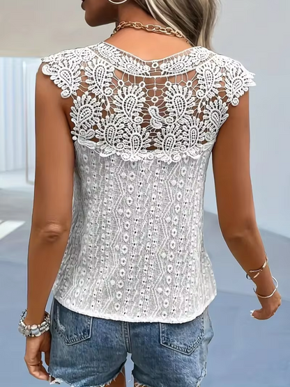 Xanthe® | Sleeveless lace top with V-neck