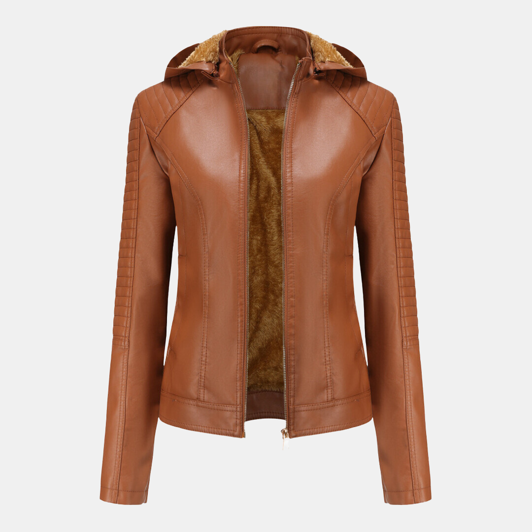 Alondra® | Women's leather jacket with hood