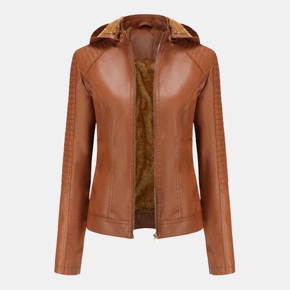 Alondra® | Women's leather jacket with hood