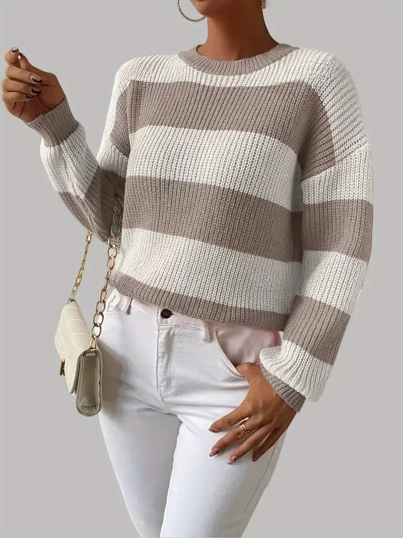 Pink® | Chic striped crew neck sweater in Middle Eastern style