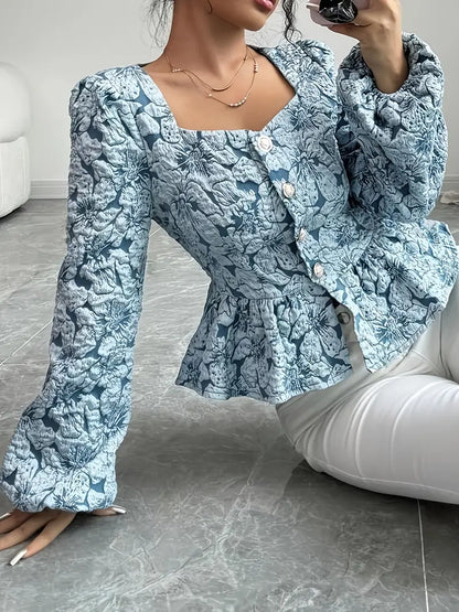 Vesper® | Elegant floral print blouse with puff sleeves