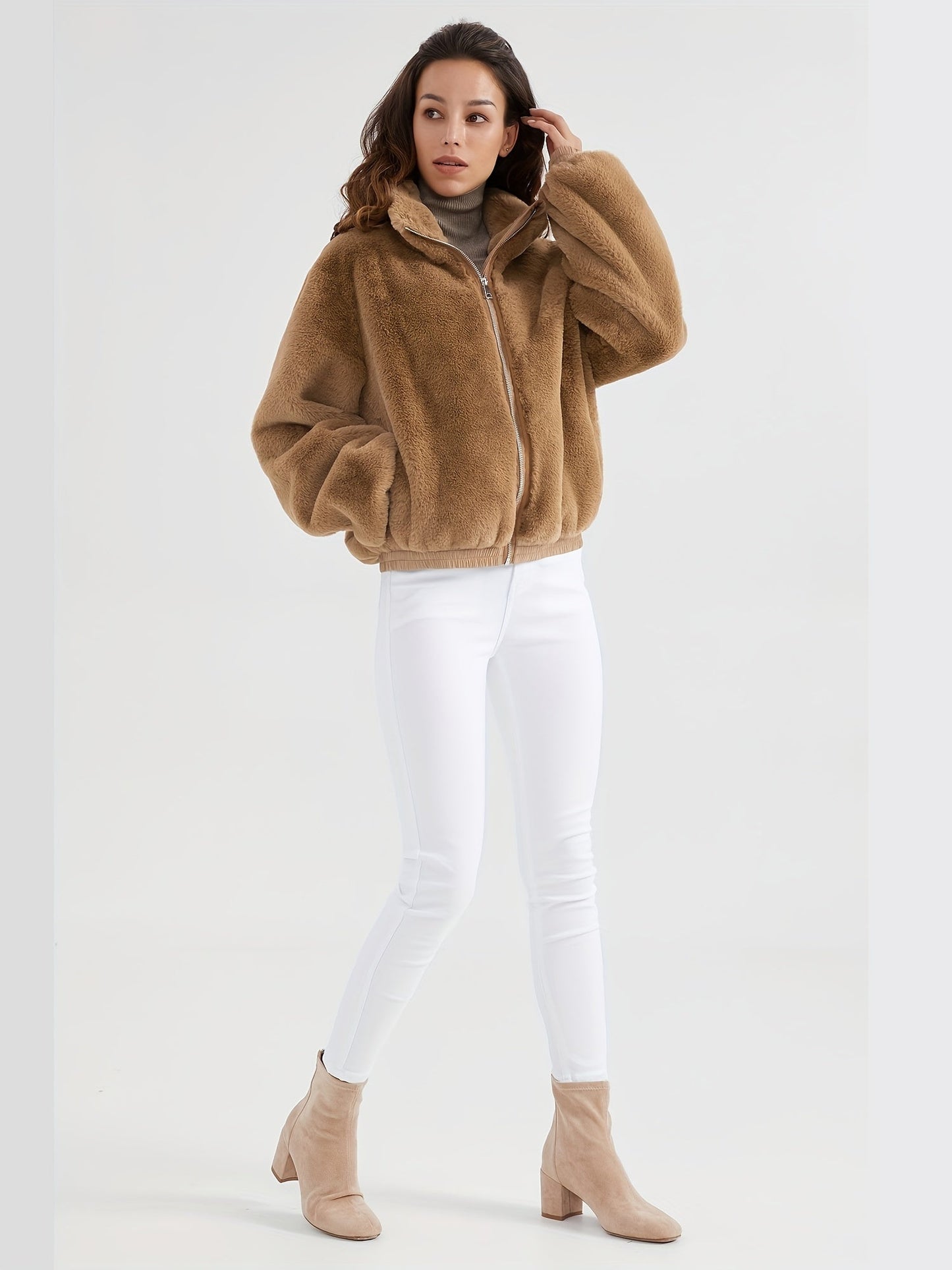 Wendy® | Faux fur jacket with stand-up collar