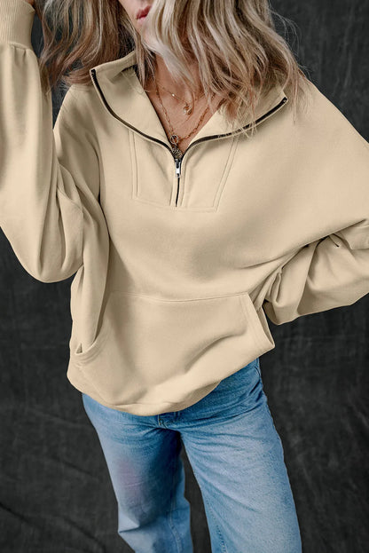 Adriana® | Long sleeve half zip sweatshirt