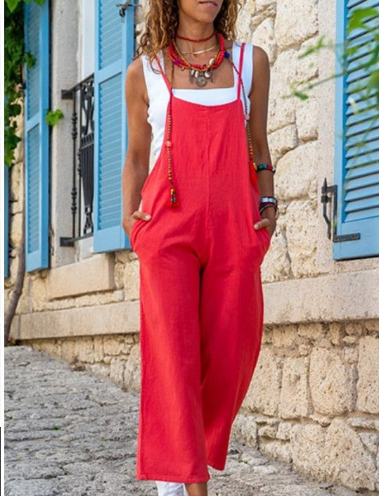 Solange® | Women's spring summer solid color loose casual jumpsuit