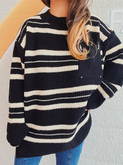 Sybille® | Striped long-sleeved sweater with a crew neck