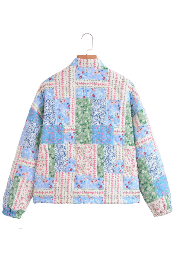 Petra® | Long-sleeved cotton jacket with a loose stand-up collar and floral pattern