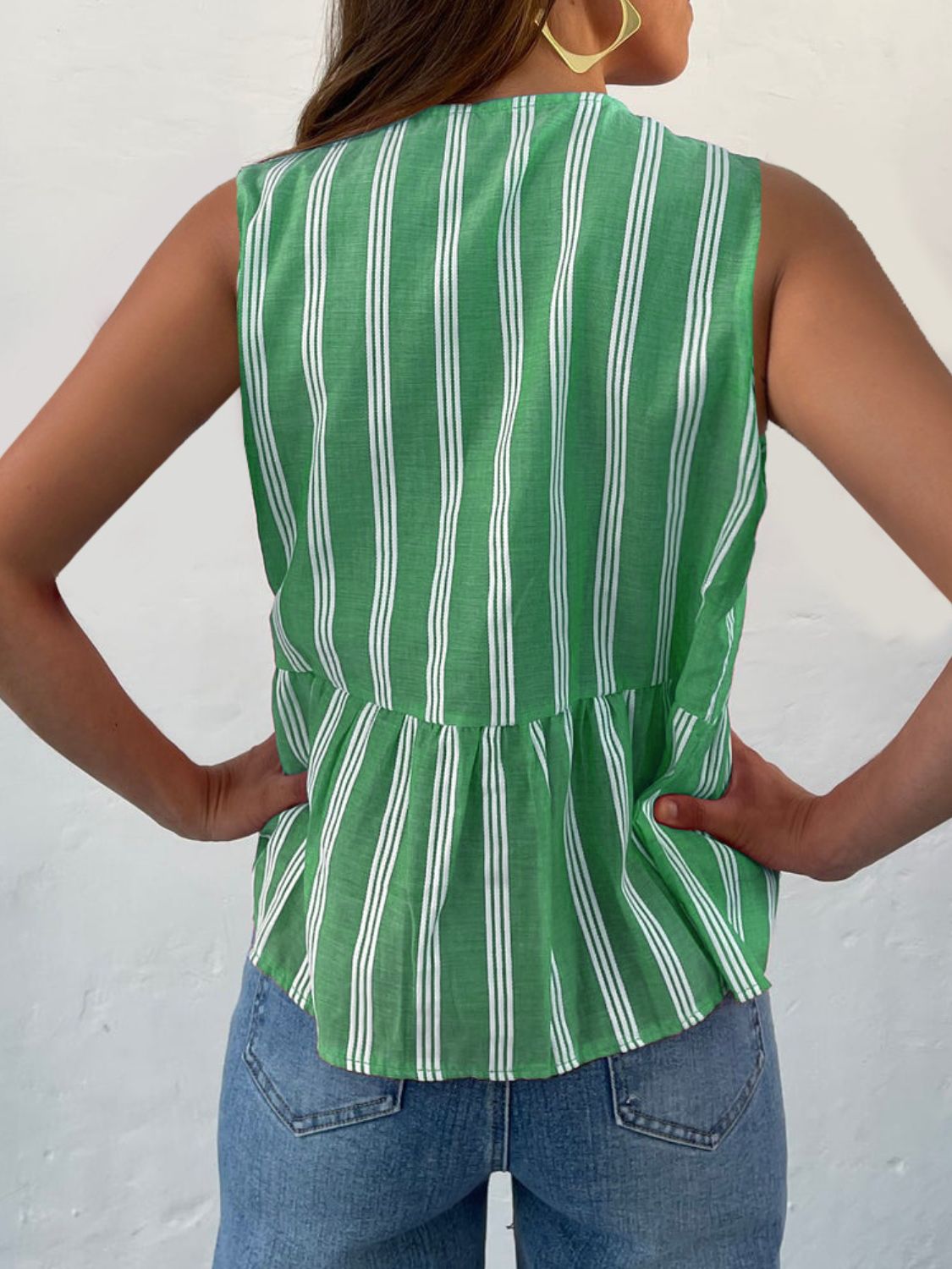 Pilar® | Tied striped crew neck tank top