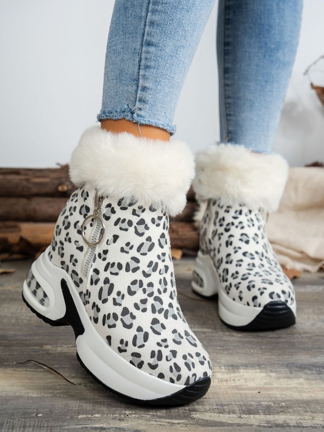 Zara® | Leopard platform boots with side zip