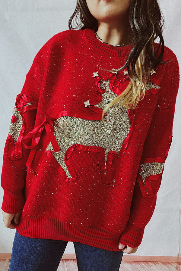 Vittoria® | Christmas pattern knitted crew neck sweater with long sleeves