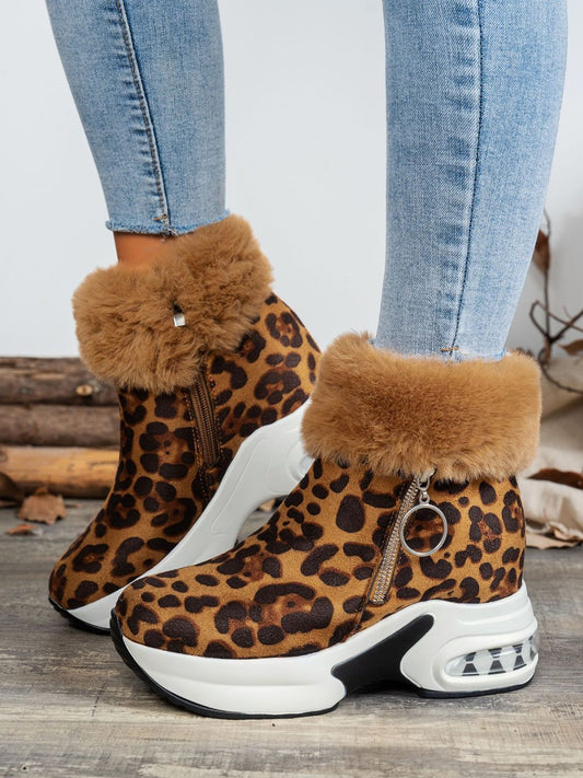 Zara® | Leopard platform boots with side zip