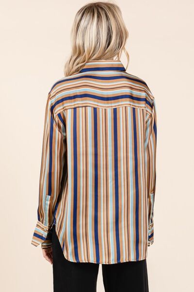 Trinidad® | Striped button-down satin shirt