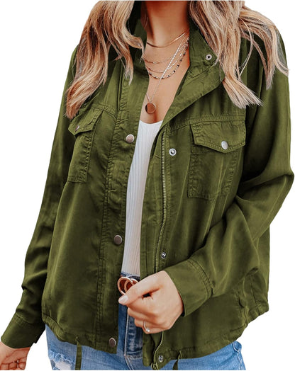 Yasmina® | Women's Outdoor Military Utility Jacket Safari Jacket with Drawstring