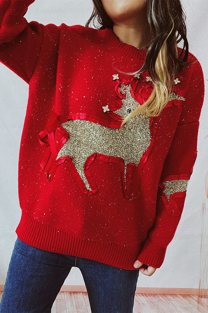 Vittoria® | Christmas pattern knitted crew neck sweater with long sleeves