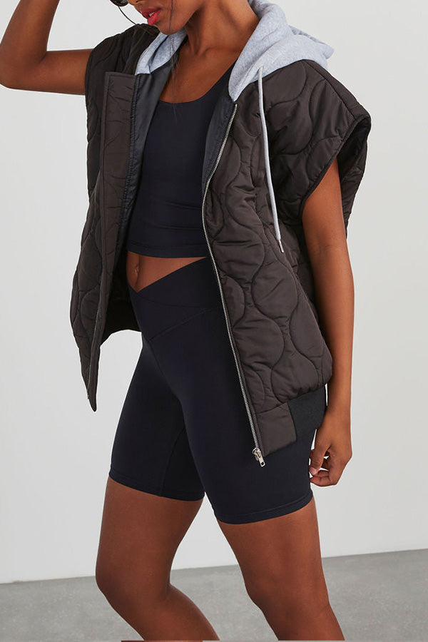 Amalia® | Fall And Forever quilted cotton vest with zip pocket and hood