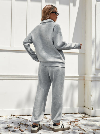 Wilhelmina® | Long sleeve top and half zip pants set