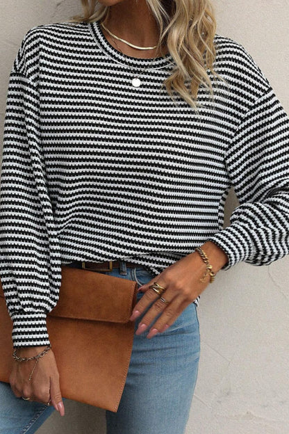 Xara® | Striped, long-sleeved top with a crew neck