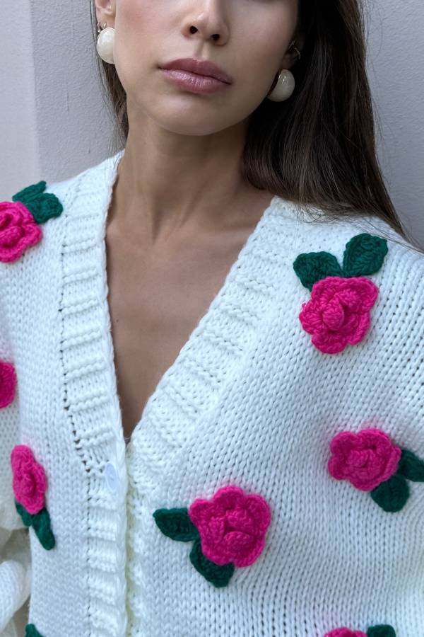 Poppy® | Rose knit sweater cardigan