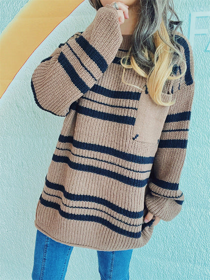 Sybille® | Striped long-sleeved sweater with a crew neck