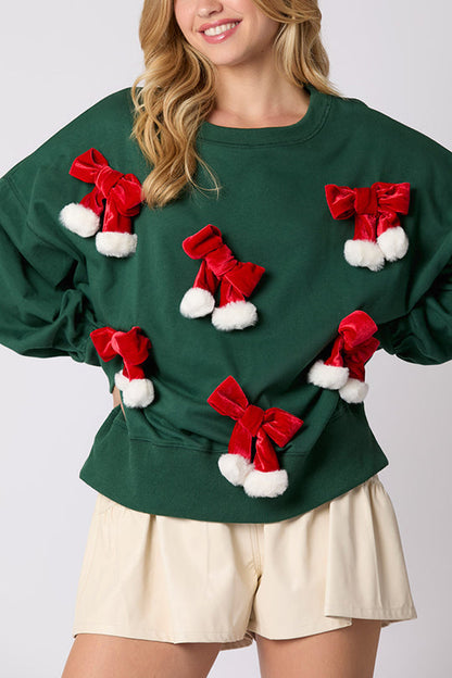 Victoria® | Casual long-sleeved sweatshirt with Christmas bow and decoration