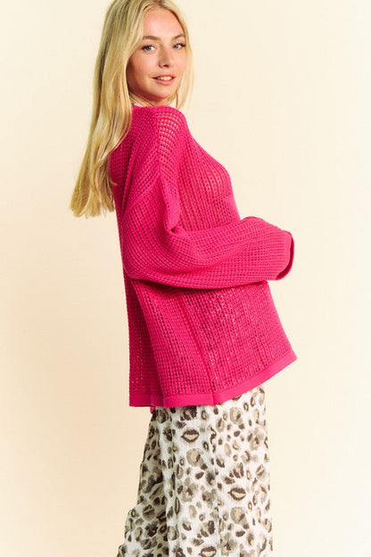 Xanthe® | Crochet knit top with dropped shoulder and star at front