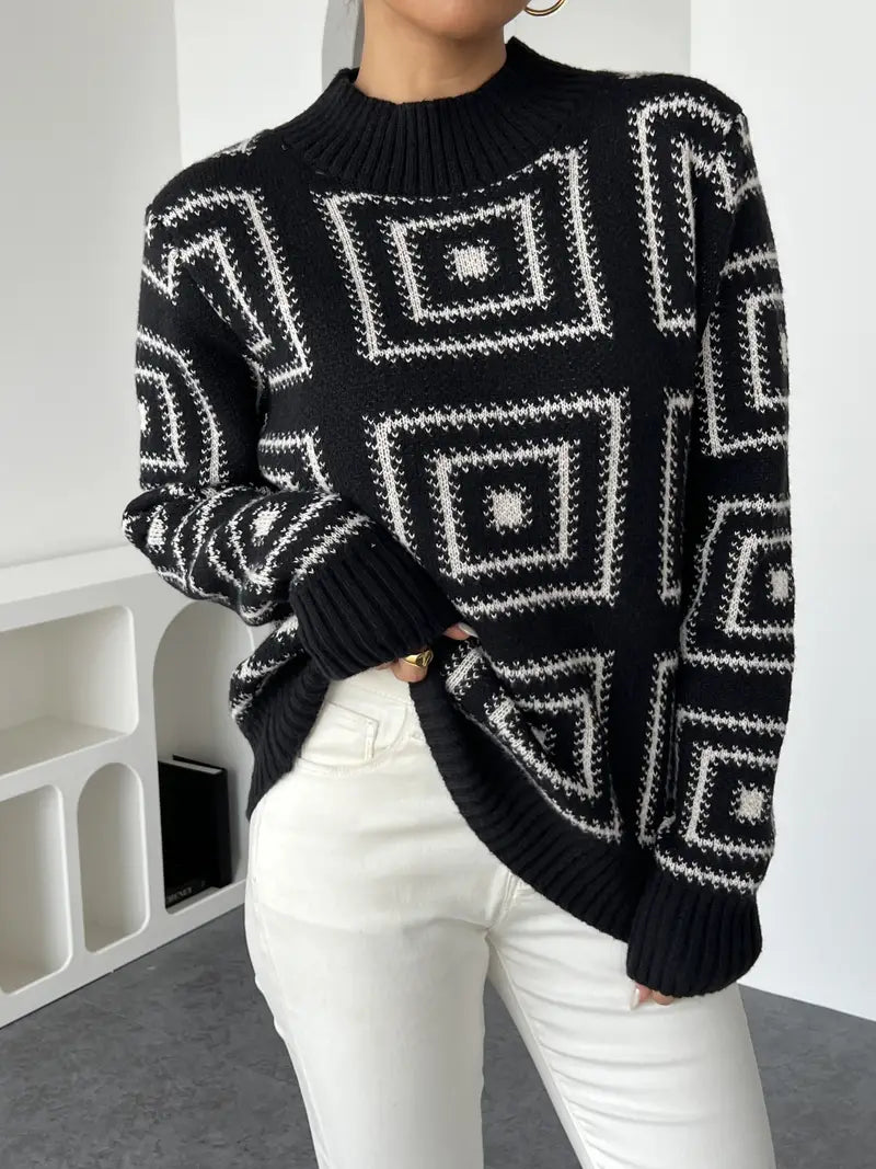 Wendy® | Modern sweater with a geometric pattern and a crew neck