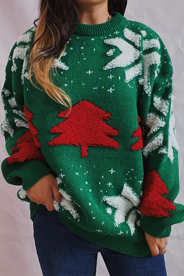 Zoraida® | Christmas pattern knitted crew neck sweater with long sleeves