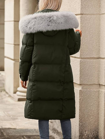 Zuleyka® | Long puffer winter coat with fur collar