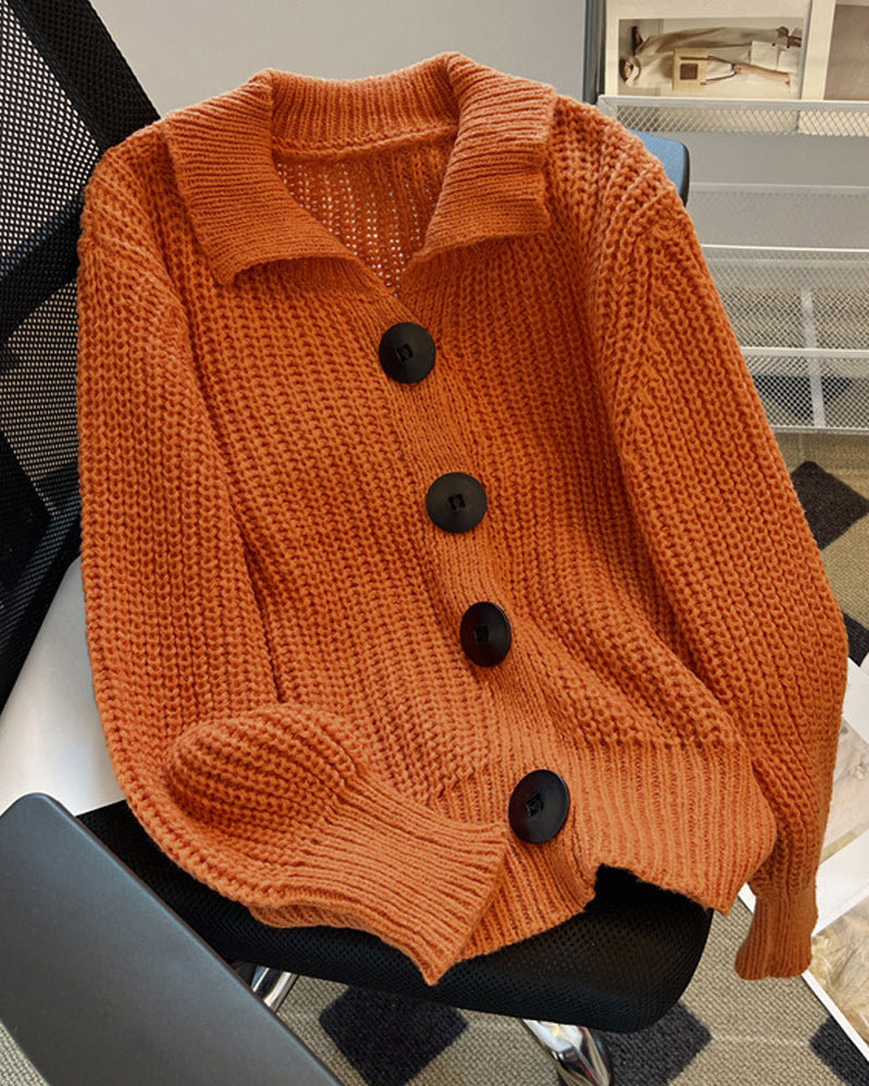 Yara® | Knitted orange cardigan with buttons