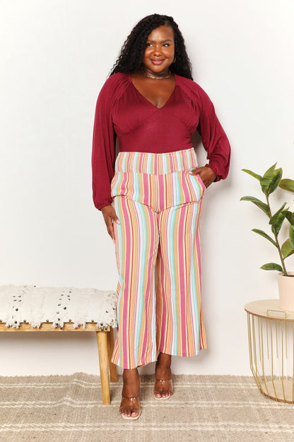 Nuria® | Striped smocked waist trousers with pockets from Double Take