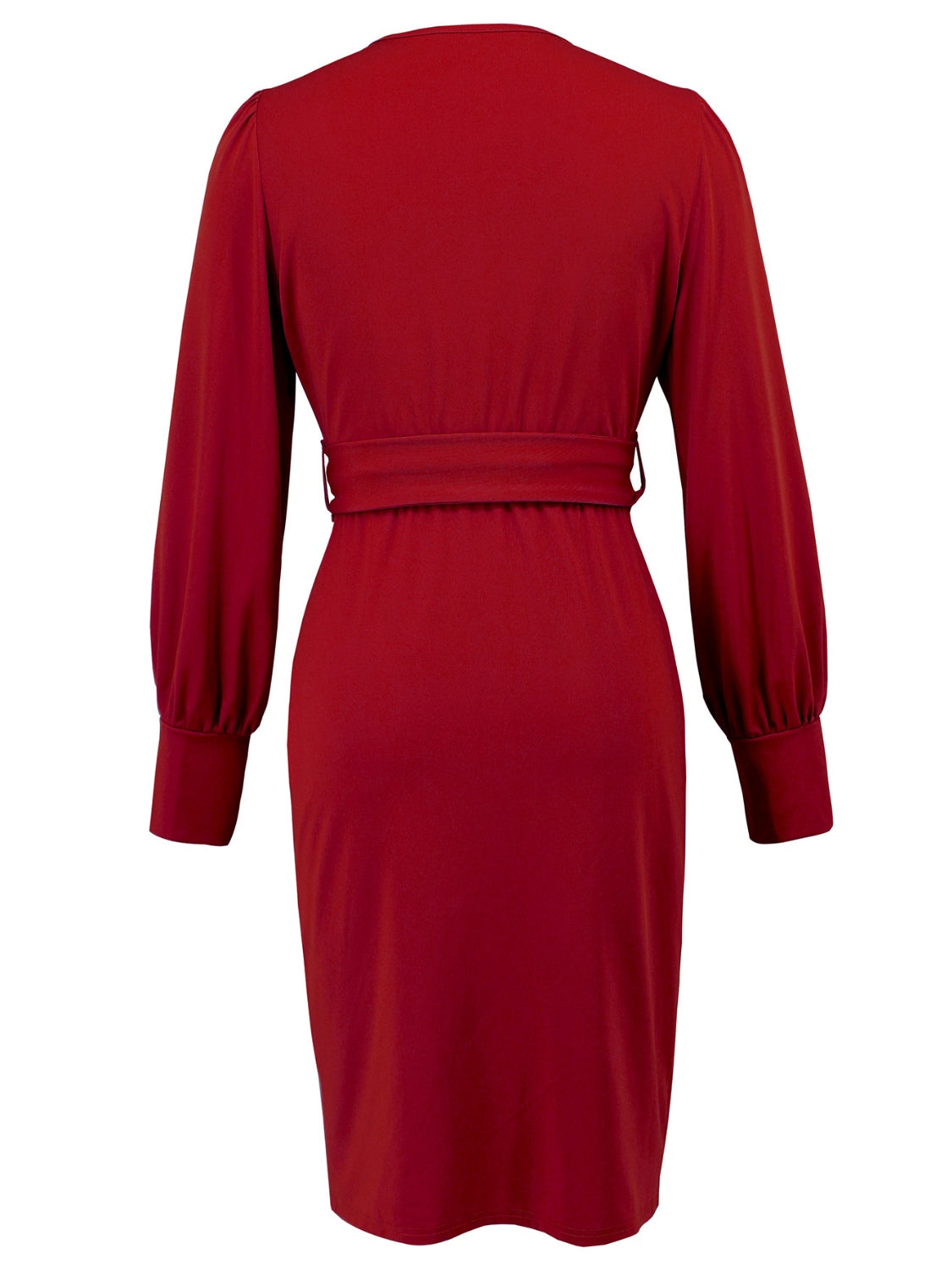 Verity® | Long-sleeved, knee-length dress with a V-neck and slit