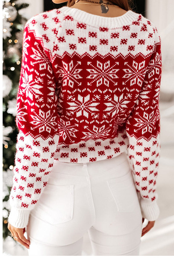 Xaviera® | Christmas pattern knitted crew neck sweater with long sleeves