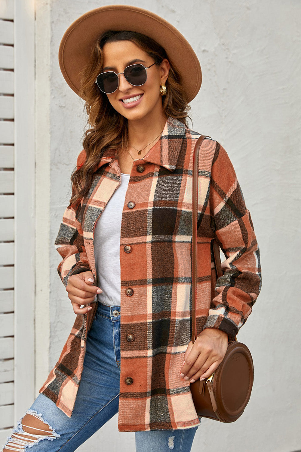 Yamila® | Women's checked cardigan coat with lapel collar