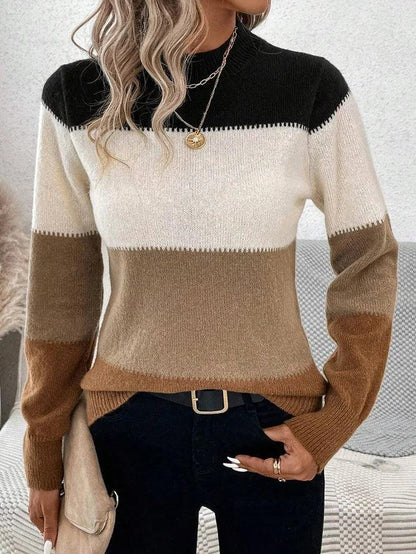 Teresa® | Popular color block long sleeve sweater