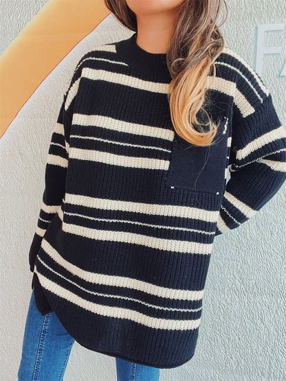 Sybille® | Striped long-sleeved sweater with a crew neck