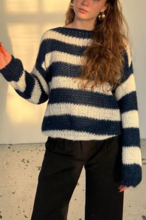 Nadia® | Striped knit sweater from Cotton Candy in navy blue