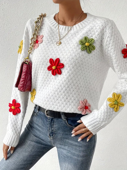 Rafaela® | Knitted sweater with 3D floral embroidery