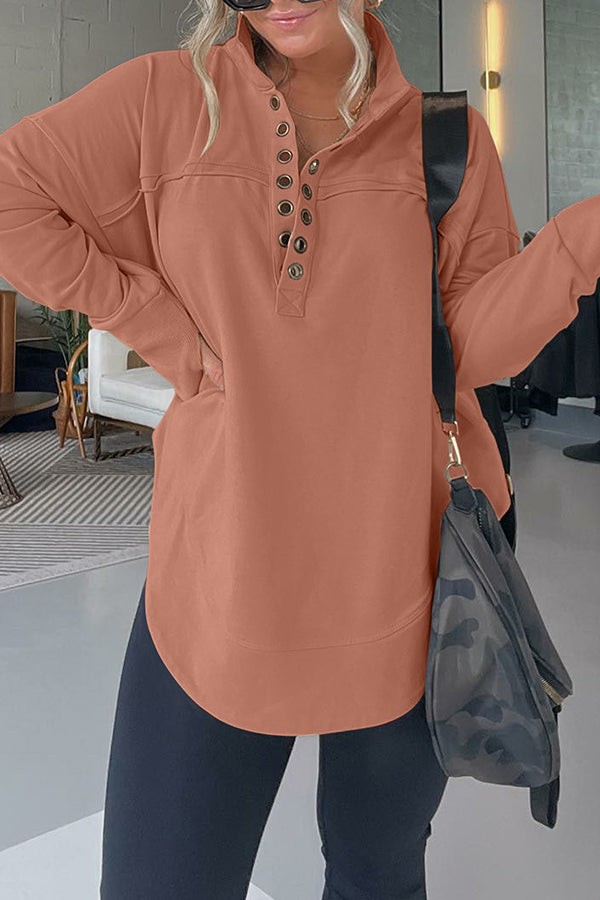 Rafaela® | Half-neck pullover sweatshirt with thumbhole cuffs