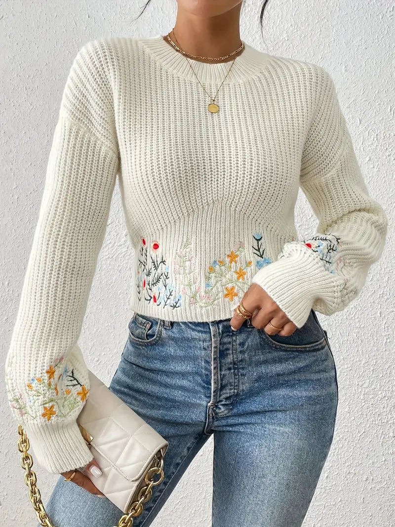 Soleá® | Knitted sweater with floral embroidery