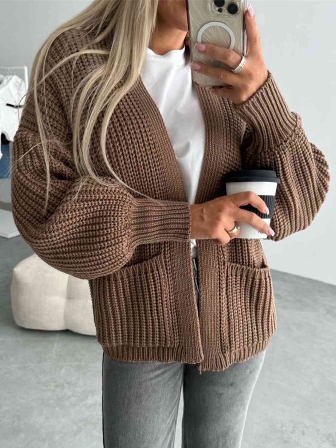 Pilar® | Solid color long sleeve casual knitted V-neck cardigan