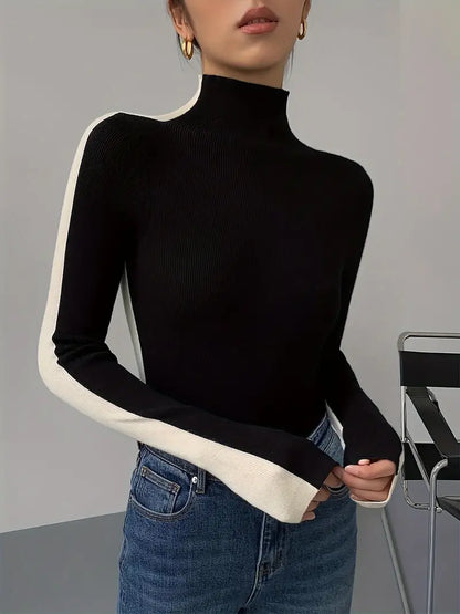 Phaedra® | Stylish turtleneck sweater with a color block design