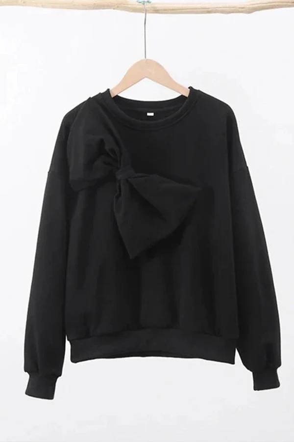 Tess® | Solid color loose sweatshirts with crew neck and long sleeves with bow