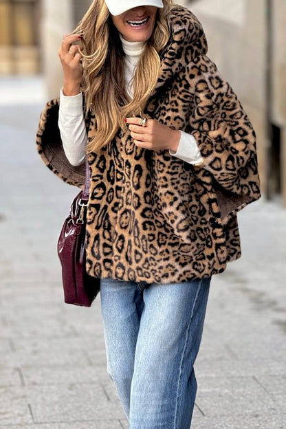 Pilar® | Wide-sleeved leopard print fleece coat