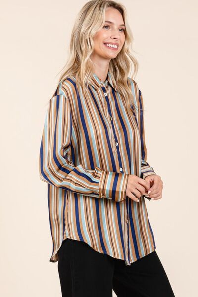 Trinidad® | Striped button-down satin shirt