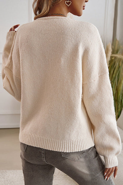 Silvia® | Plain, loose knit sweater with lacing