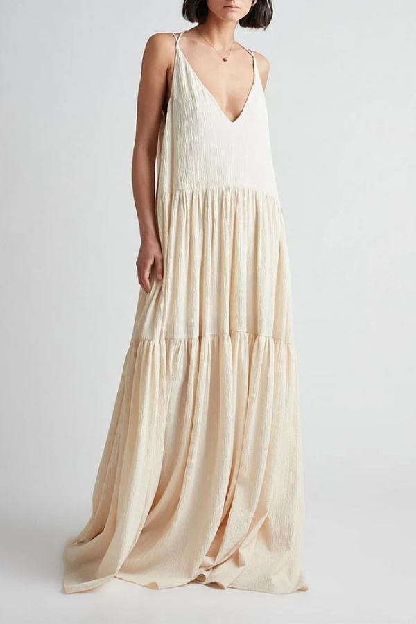 Vickie® | Elegant resort maxi dress with a deep V-neck and straps