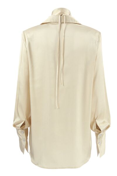 Penelope® | Long-sleeved satin shirt with button placket