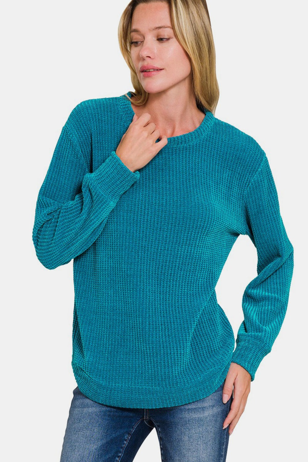 Sybille® | Chenille waffle crew neck sweater