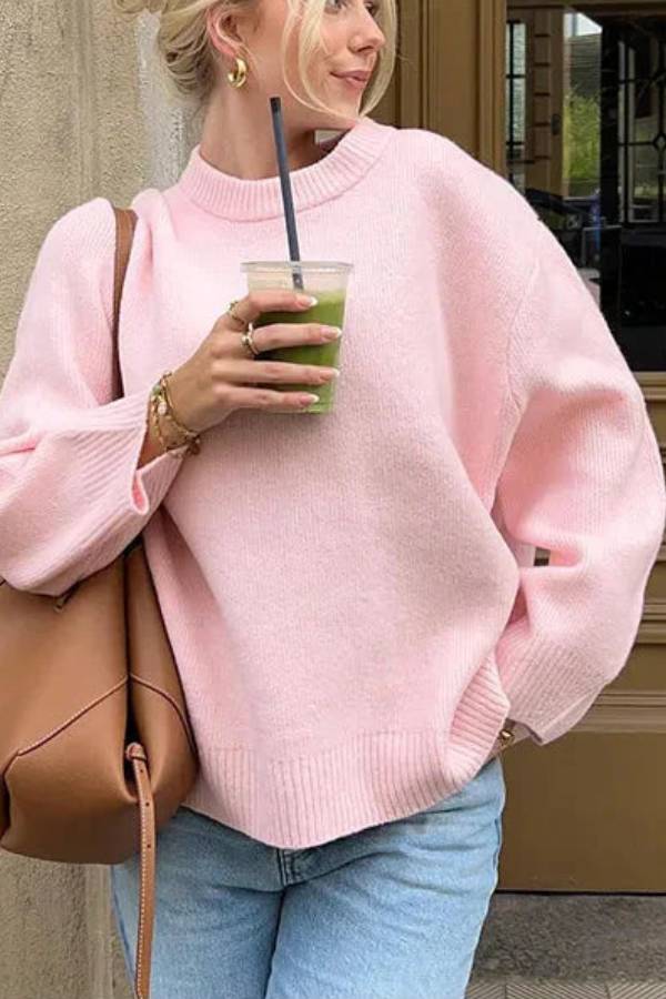 Polly® | Pink cute crew neck sweater