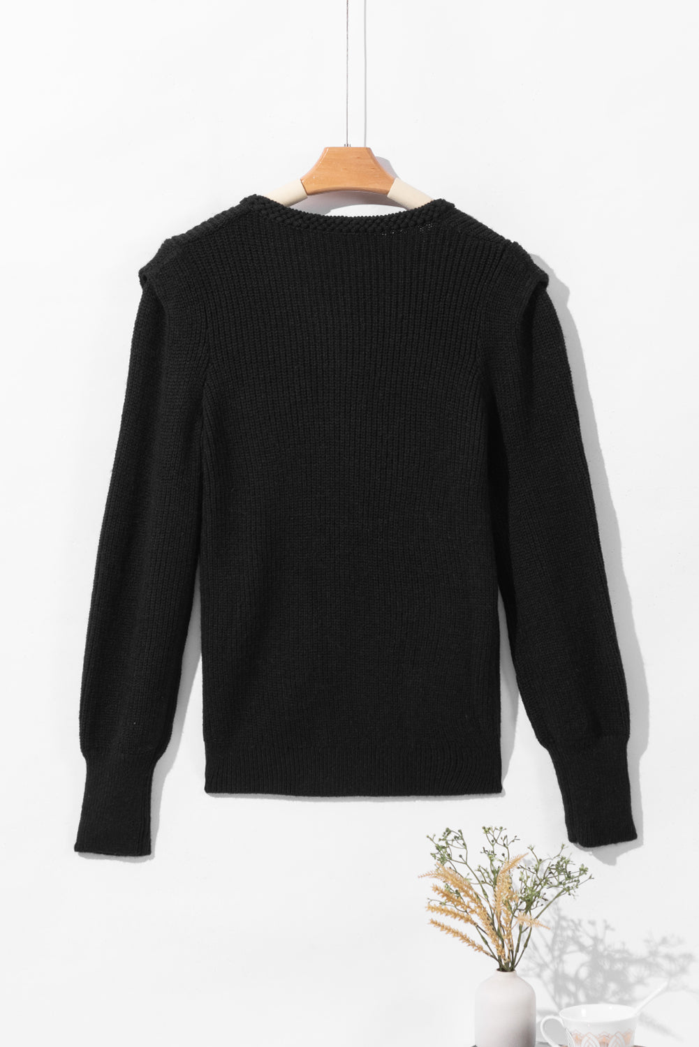 Vivienne® | Solid color long sleeve sweater with notches