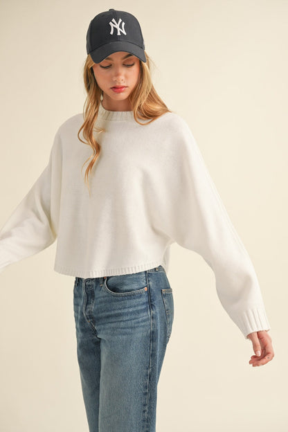 Alicia® | Short crew neck sweater with dolman sleeves from Mable